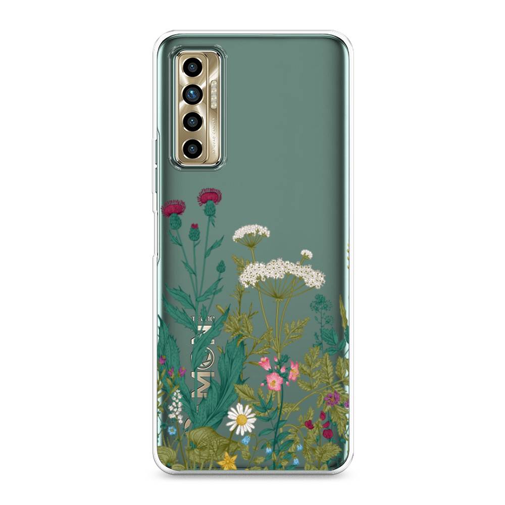 

Чехол для Tecno Camon 17P "Дикие полевые цветы", Зеленый;розовый;белый, 300150-2