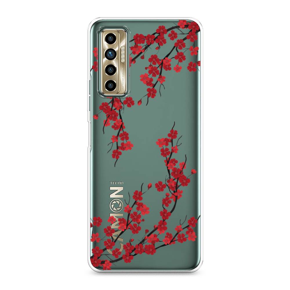 

Чехол для Tecno Camon 17P "Красная сакура", Красный;черный, 300150-2