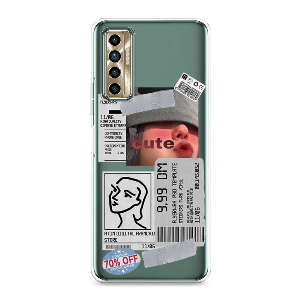 

Чехол для Tecno Camon 17P "Cute girl collage", Розовый;серый;голубой, 300150-6