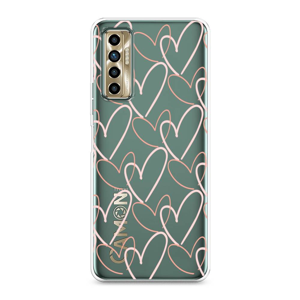 

Чехол для Tecno Camon 17P "Узор из сердечек", Розовый;бежевый, 300150-6