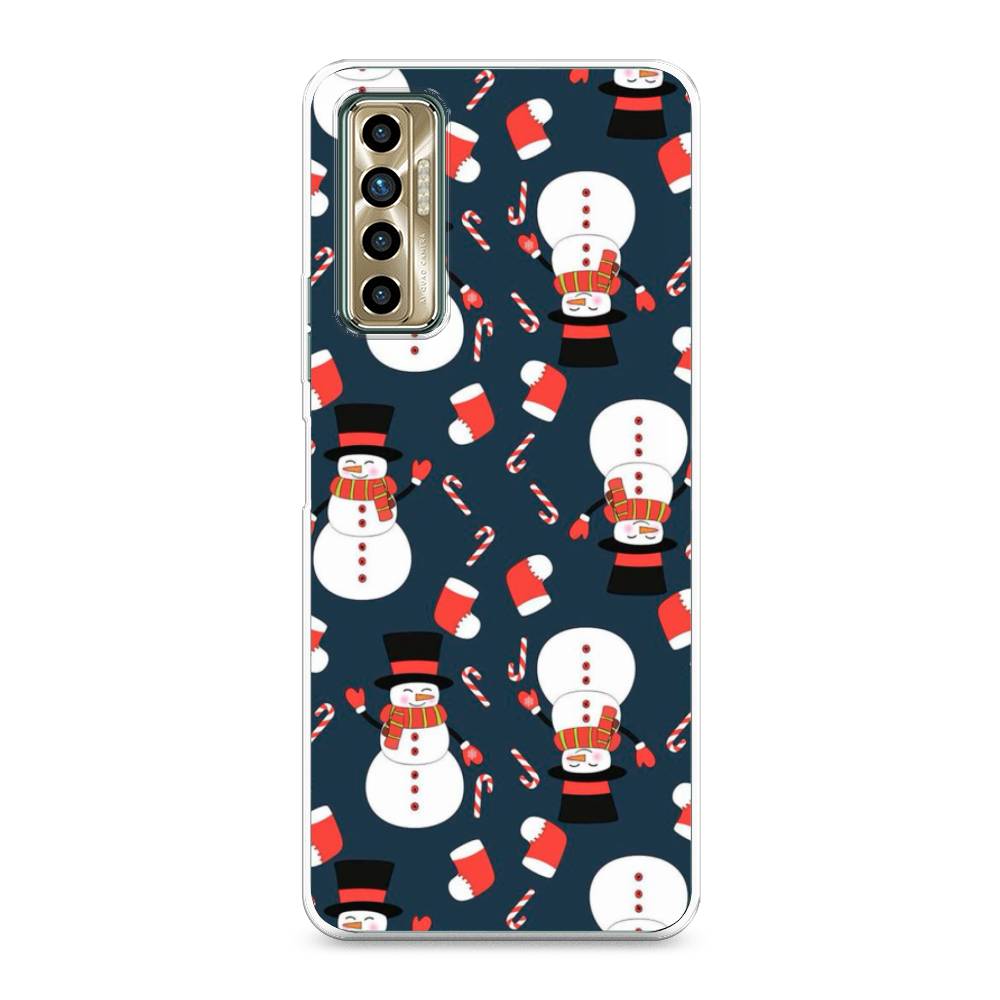 

Чехол для Tecno Camon 17P "Синие снеговики", Синий;белый;красный, 300150-5