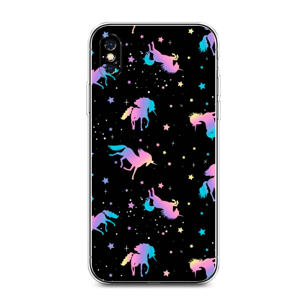 

Чехол на Apple iPhone XS Max "Единороги градиент", Черный;розовый;голубой, 11950-1