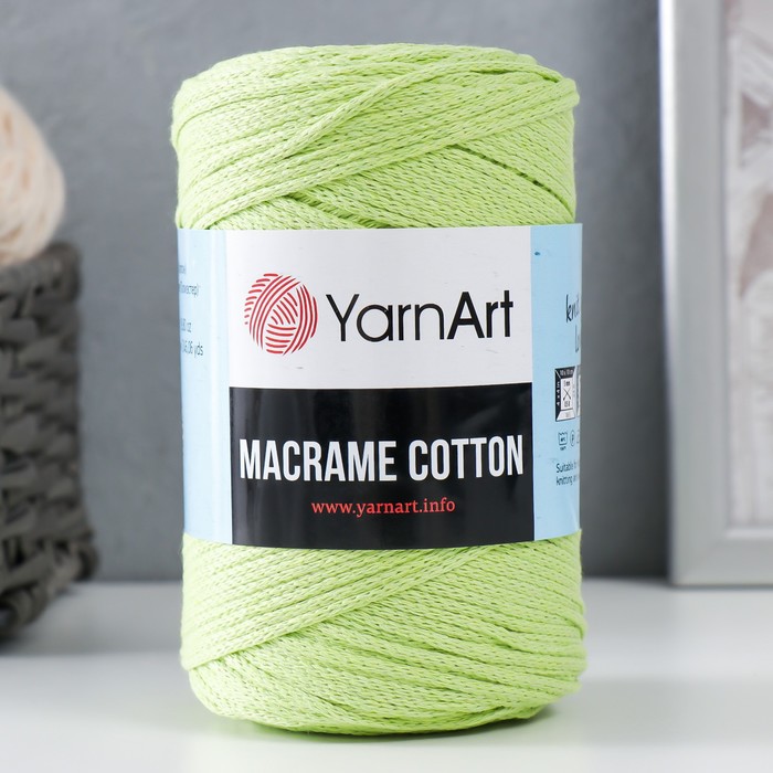 фото Пряжа "macrame cotton" 20% полиэстер, 80% хлопок 225м/250гр (755 салат) yarnart