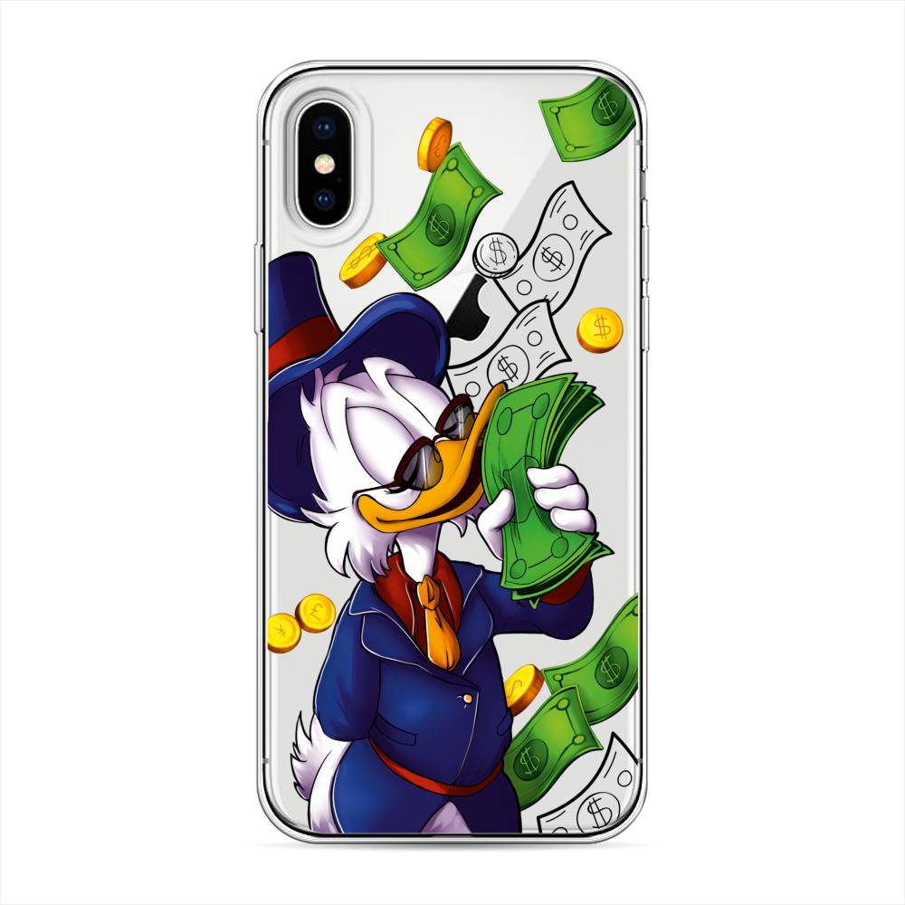 

Чехол на Apple iPhone XS "Scrooge McDuck with Money", Синий;зеленый;белый, 11850-6