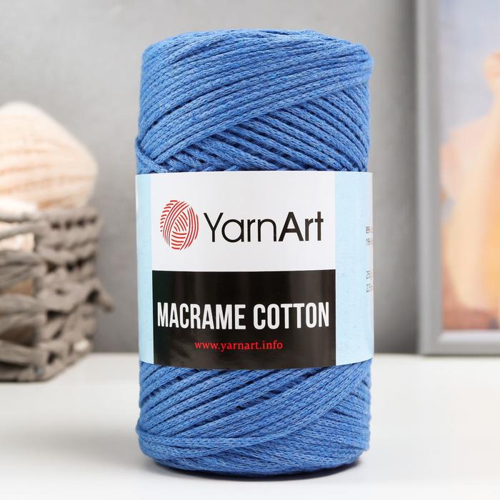 

Пряжа "Macrame Cotton" 15% полиэстер, 85% хлопок 225м/250гр (786 синий), Пряжа "Macrame Cotton"