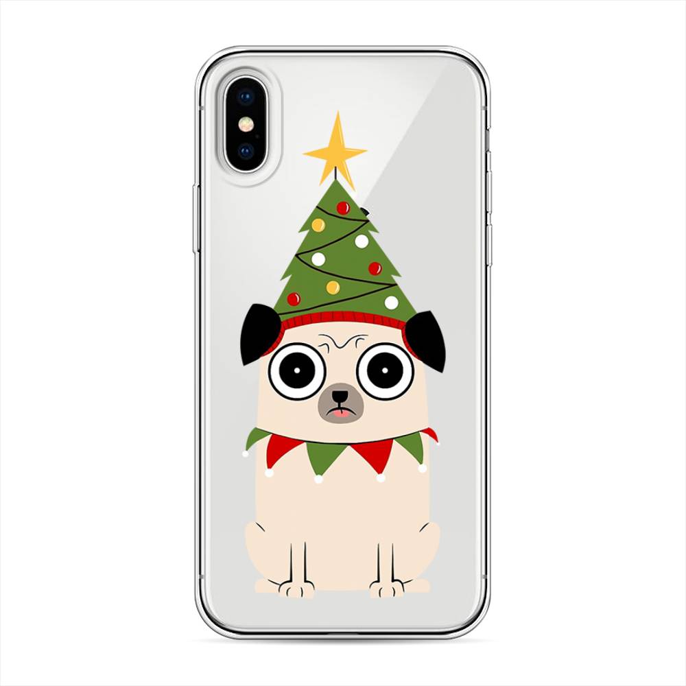 

Чехол для Apple iPhone XS "Собачка с ёлочкой", Бежевый;красный;зеленый, 11850-1