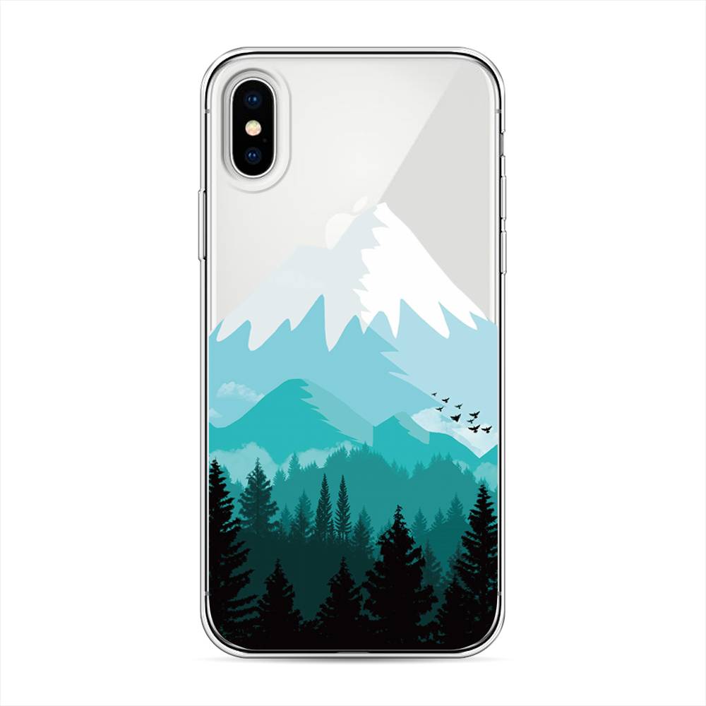 

Чехол на Apple iPhone XS "Синяя снежная гора", Белый;голубой, 11850-2