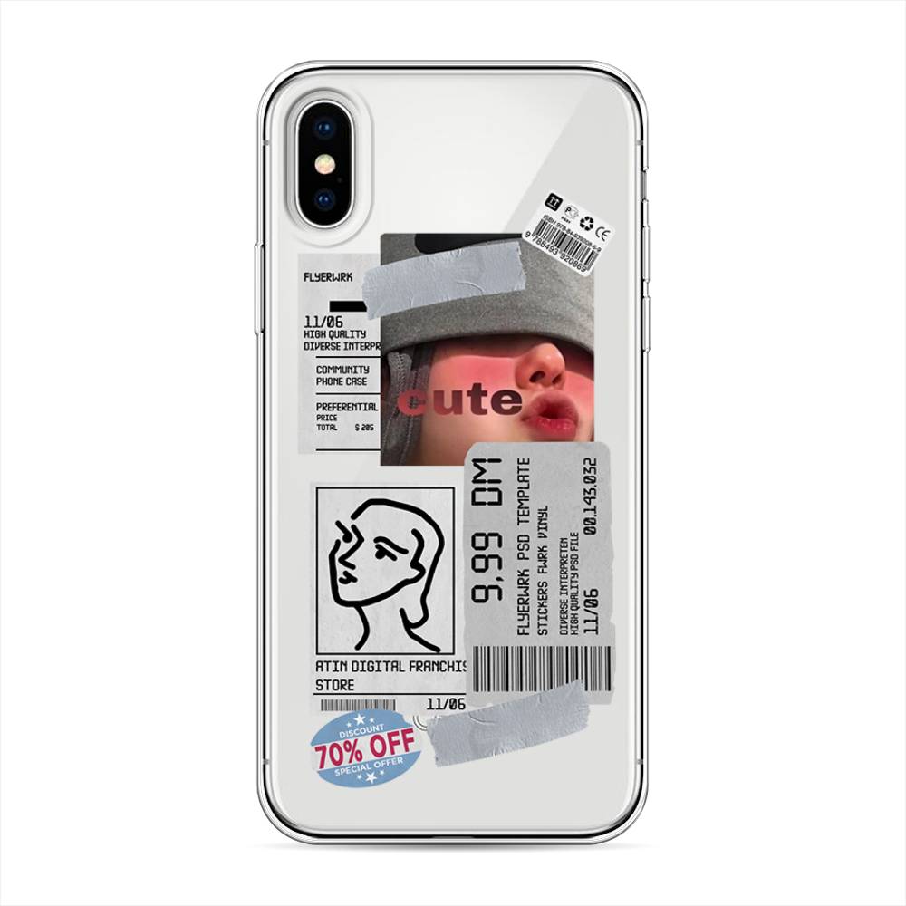 

Чехол на Apple iPhone XS "Cute girl collage", Розовый;серый;голубой, 11850-6