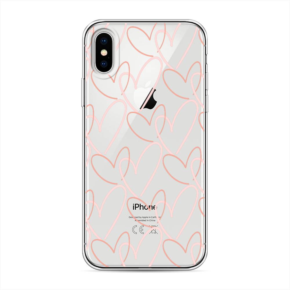 

Чехол на Apple iPhone XS "Узор из сердечек", Розовый;бежевый, 11850-6