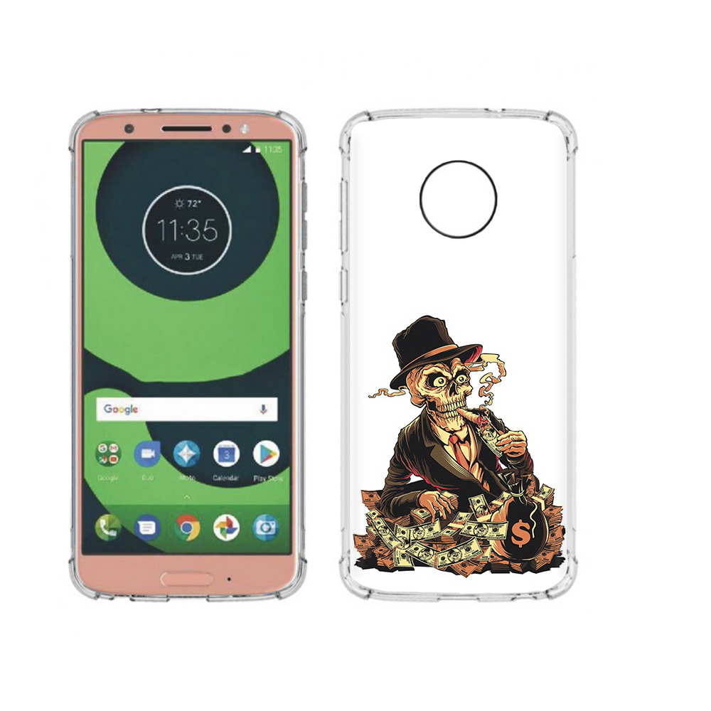 

Чехол MyPads Tocco для Motorola Moto G6 нарисованный череп с сигаретой (PT99805.376.515), Прозрачный, Tocco