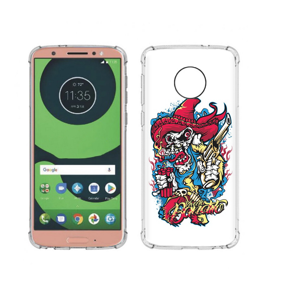 

Чехол MyPads Tocco для Motorola Moto G6 нарисованный скелет с писталетом (PT99805.376.513), Прозрачный, Tocco