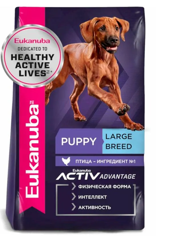 

Сухой корм для щенков Eukanuba Puppy Large Breed крупных пород с домашней птицей, 3 кг
