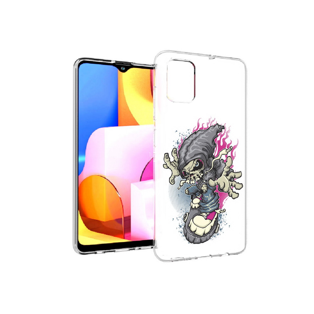 фото Чехол mypads tocco для samsung galaxy a71 нарисованный скелет на скейт борде