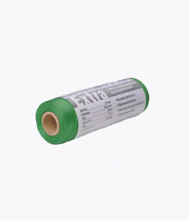 

Нитки капроновые (полиамидные) Петроканат Extra, 100 г. 187tex*3 (1,20 мм), 150 м,, Зеленый, Extra