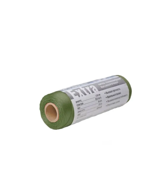 

Нитки капроновые (полиамидные) Петроканат Extra, 100 г. 187tex*3 (1,20 мм), 150 м,, Зеленый, Extra