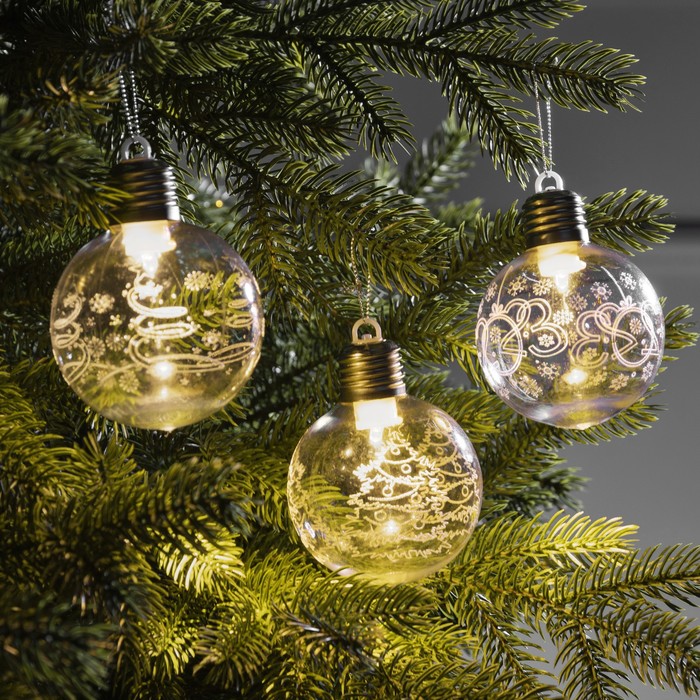Шар на ель Luazon Lighting Игра искр Р00011586 3 шт прозрачный 986₽