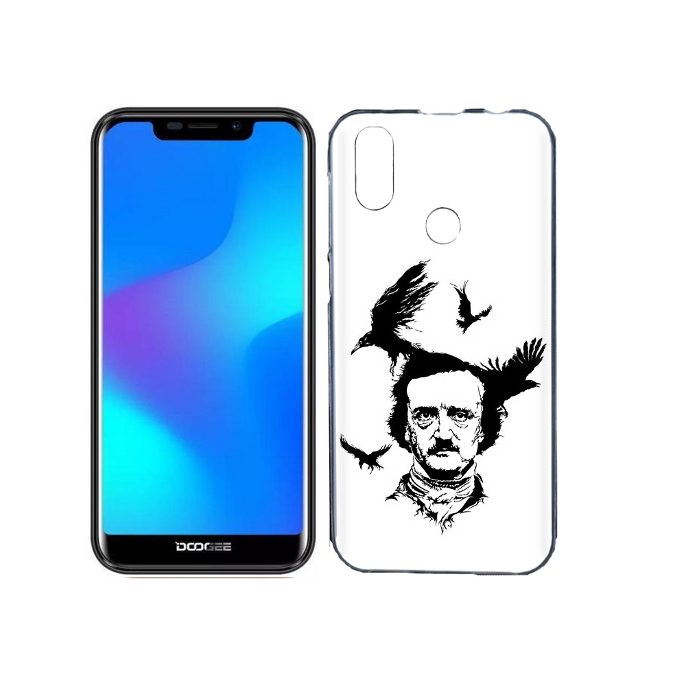 

Чехол MyPads Tocco для Doogee X70 Эдгар Аллан черно белый, Прозрачный, Tocco