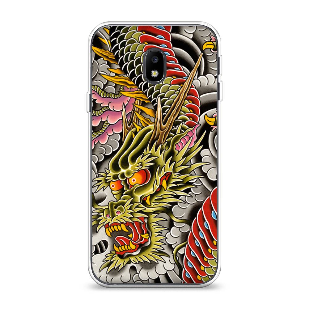 

Чехол на Samsung Galaxy J3 2017 "Японский дракон", Желтый;розовый;красный, 22550-4
