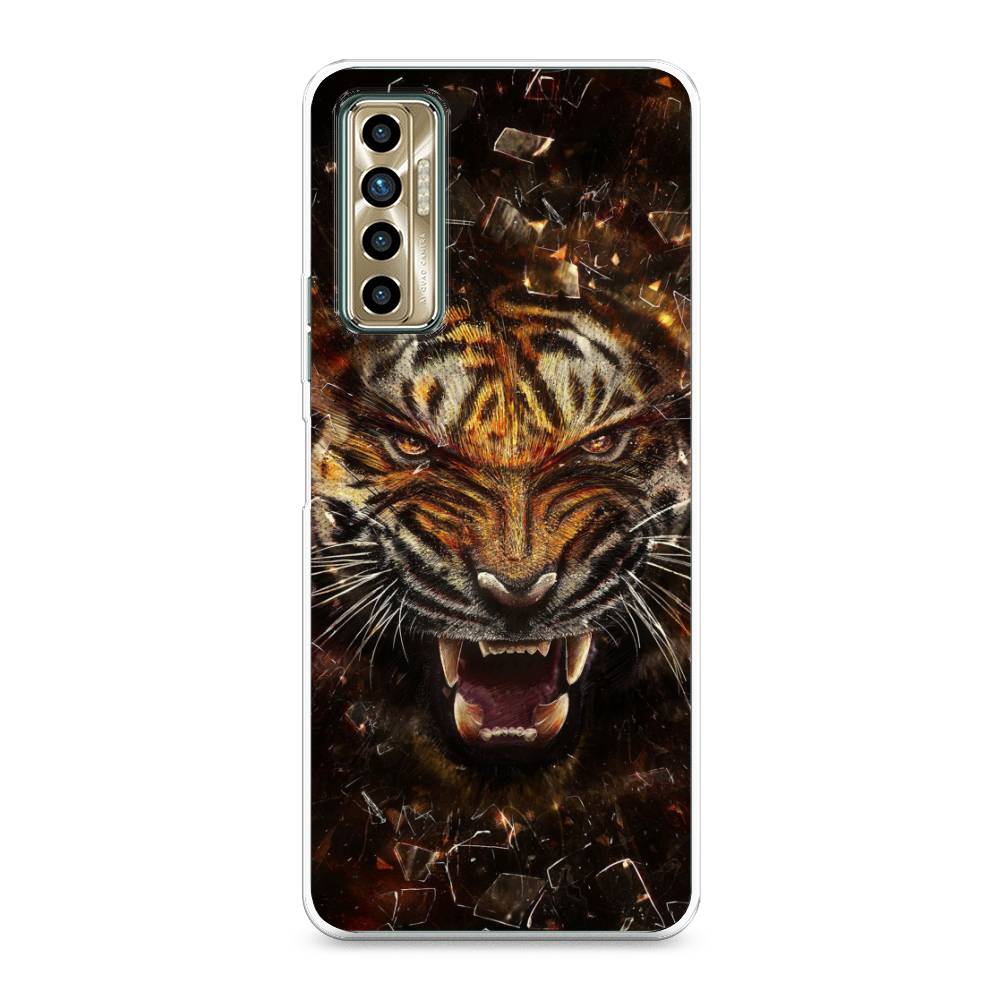 

Чехол для Tecno Camon 17P "Тигр осколки", Оранжевый;серый;черный, 300150-1