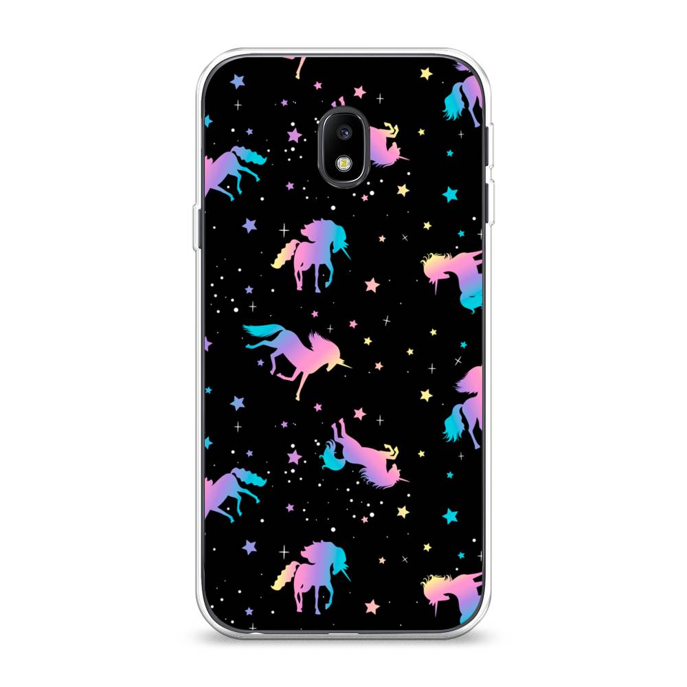 

Чехол на Samsung Galaxy J3 2017 "Единороги градиент", Черный;розовый;голубой, 22550-1