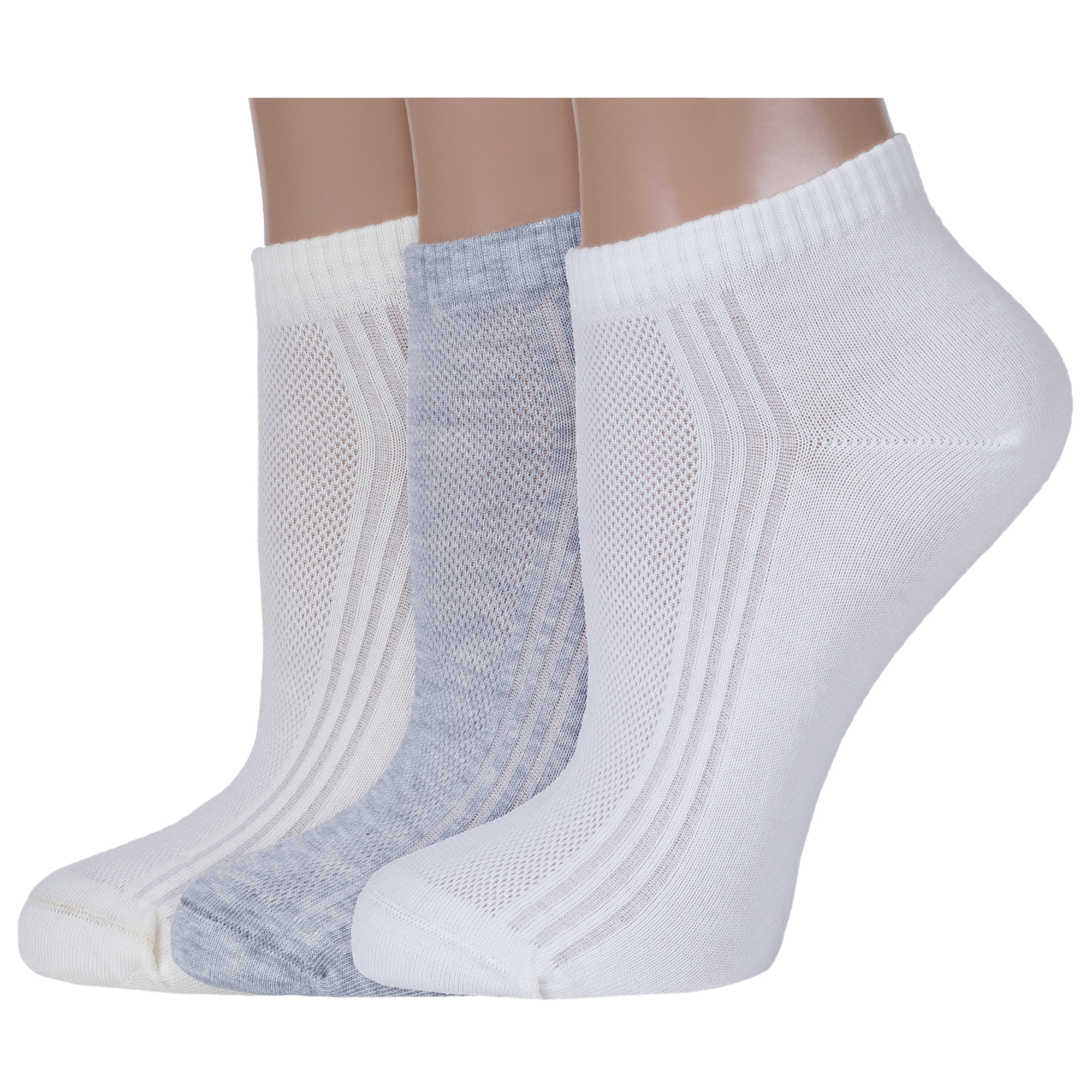 Комплект носков женских Rusocks 3-Ж3-23765 серых; бежевых 23-25