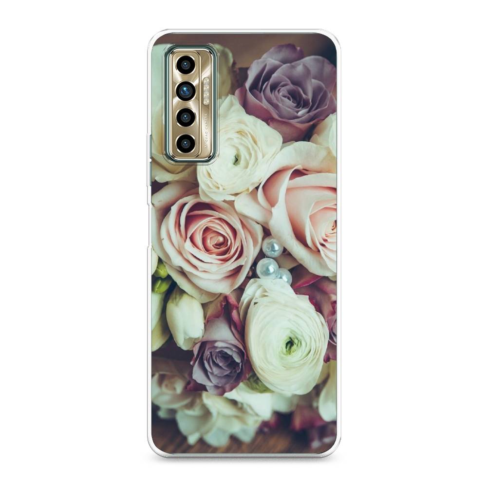 

Чехол для Tecno Camon 17P "Свадебный букет", Белый;фиолетовый, 300150-2