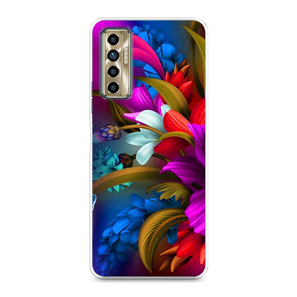 

Чехол для Tecno Camon 17P "Фантастические цветы", Фиолетовый;красный;синий, 300150-2
