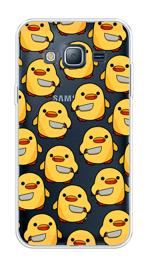 

Чехол на Samsung Galaxy J3 2016 "Утка с ножом", Прозрачный;желтый;оранжевый, 22450-1