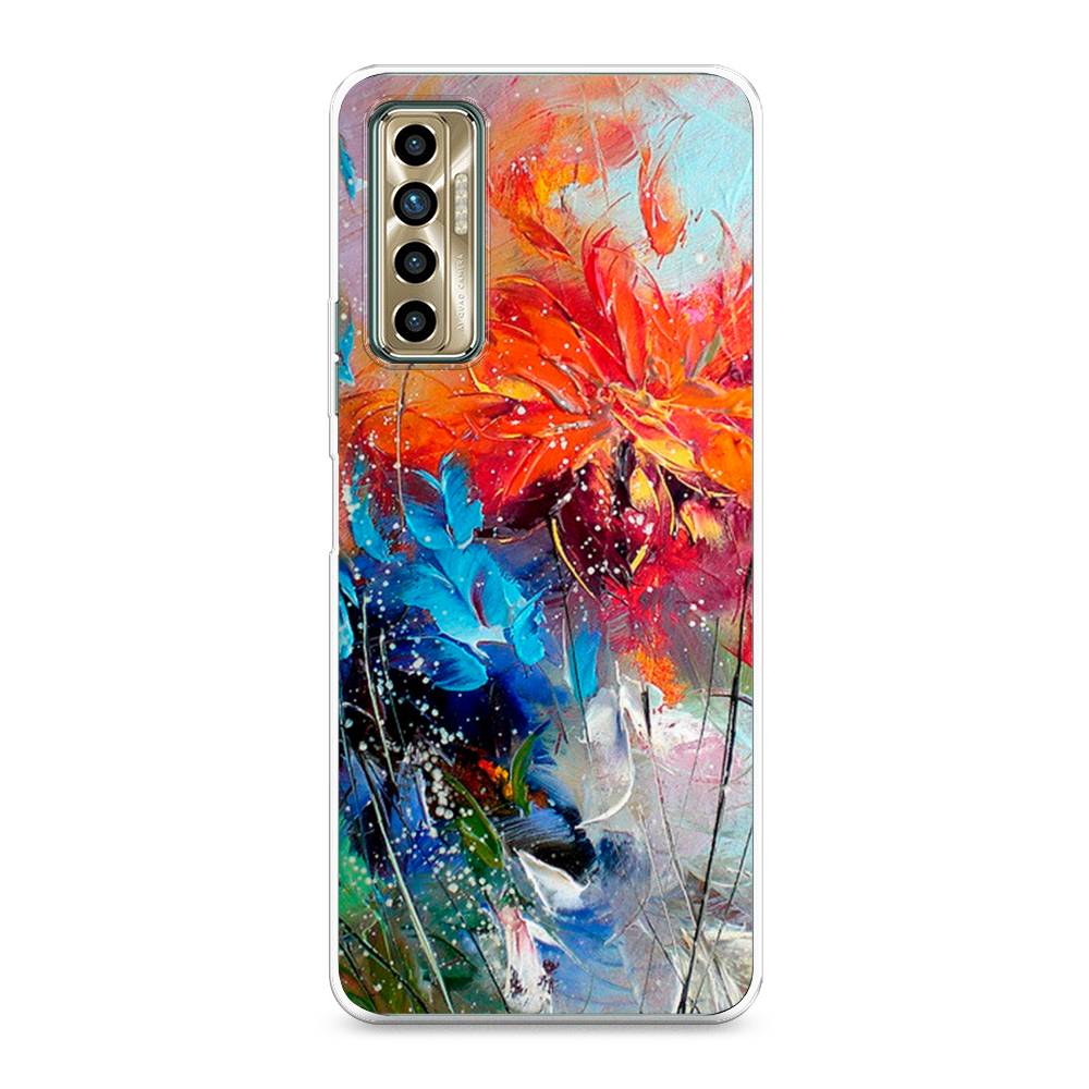 

Чехол для Tecno Camon 17P "Абстрактные цветы", Оранжевый;синий, 300150-4