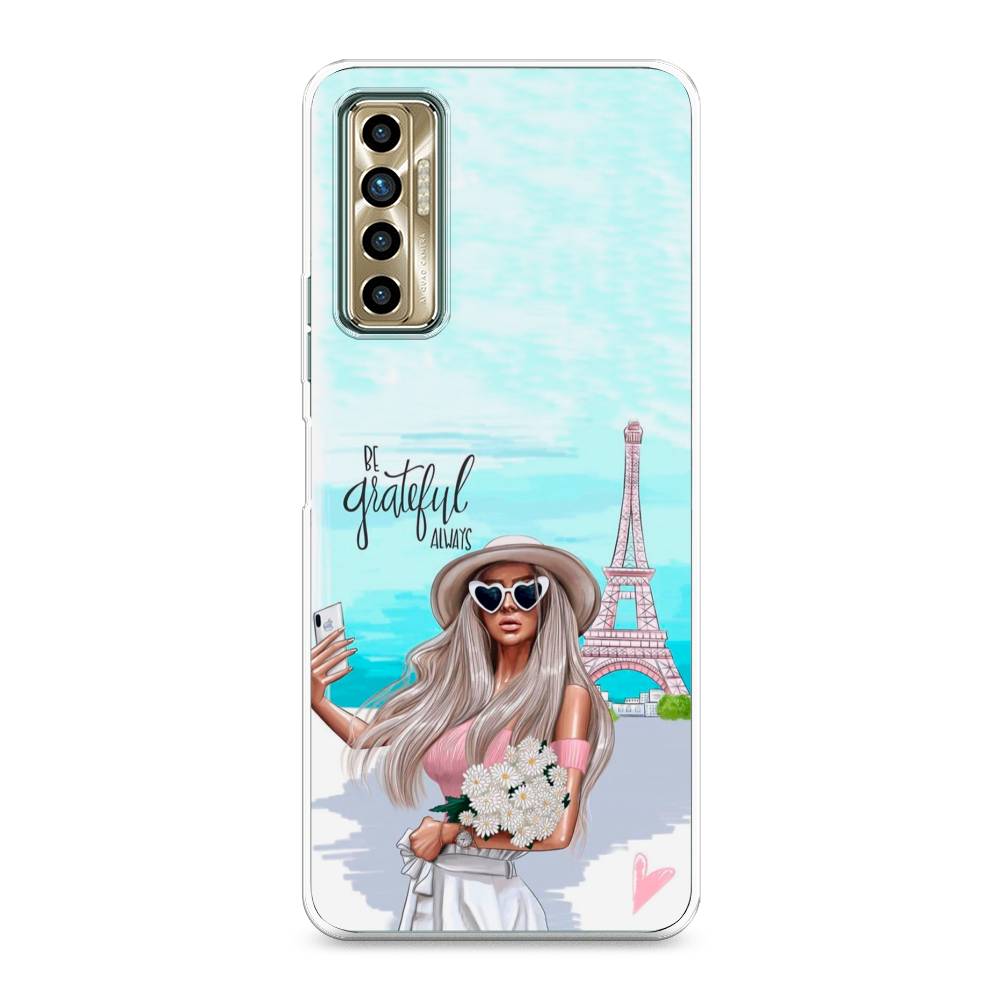 

Чехол для Tecno Camon 17P "Селфи Париж", Голубой;бежевый, 300150-6