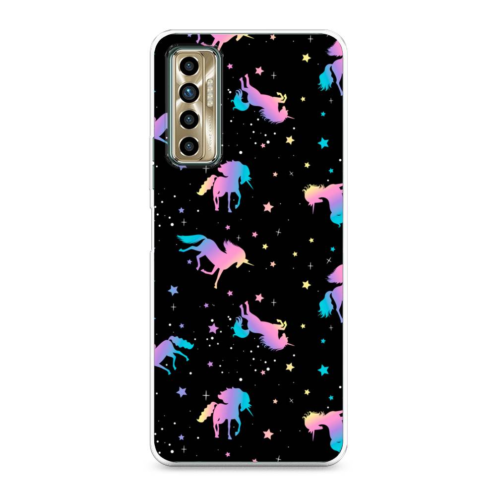 

Чехол для Tecno Camon 17P "Единороги градиент", Черный;розовый;голубой, 300150-1