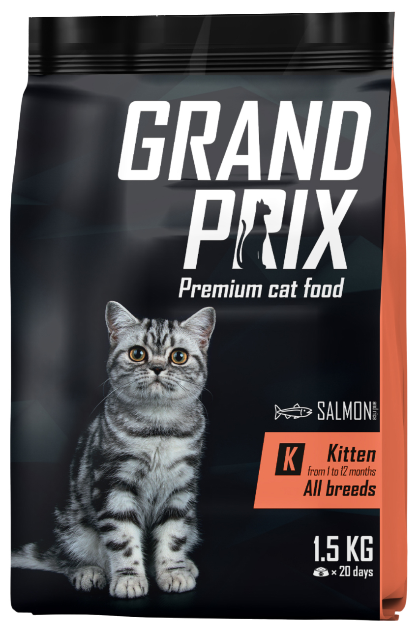 

Сухой корм для котят Grand Prix Kitten лосось, 2 шт по 1,5 кг