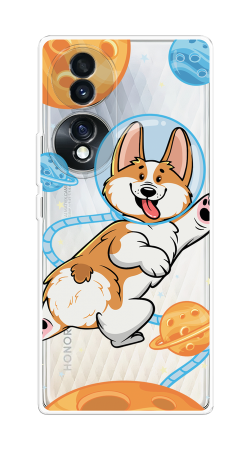 

Чехол на Honor 70 "Корги-космонавт", Голубой;бежевый;белый, 6108250-1