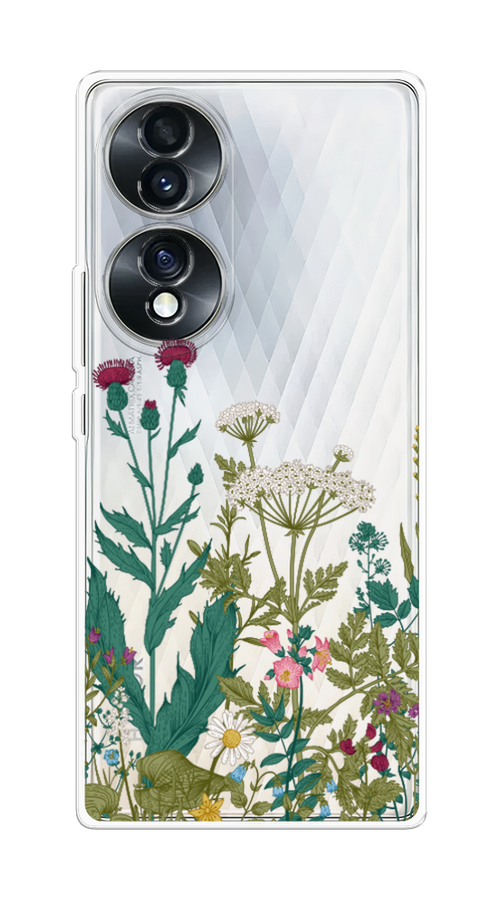

Чехол на Honor 70 "Дикие полевые цветы", Зеленый;розовый;белый, 6108250-2