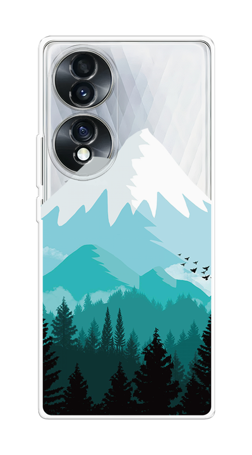 

Чехол на Honor 70 "Синяя снежная гора", Белый;голубой, 6108250-2