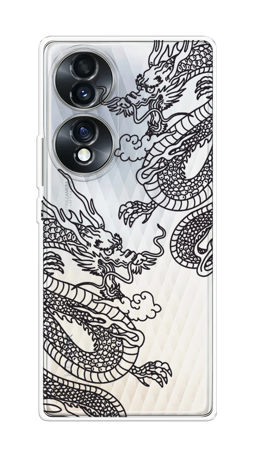 

Чехол на Honor 70 "Два китайских дракона", Серый;черный, 6108250-1