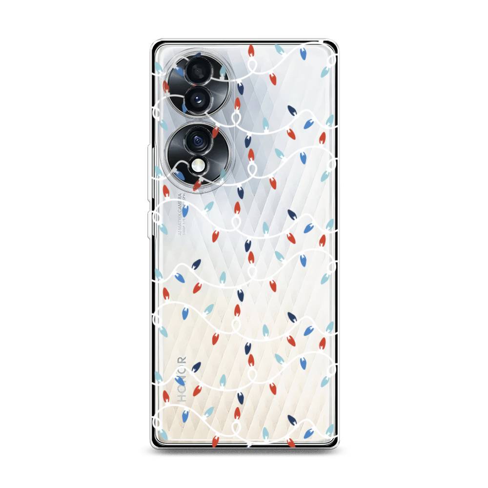 

Чехол для Honor 70 "Разноцветная гирлянда", Белый;красный;синий, 6108250-5
