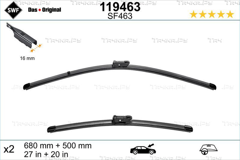 

Комплект щеток стеклоочистителя visiolflex audi q7 -15 119463 Swf 119463
