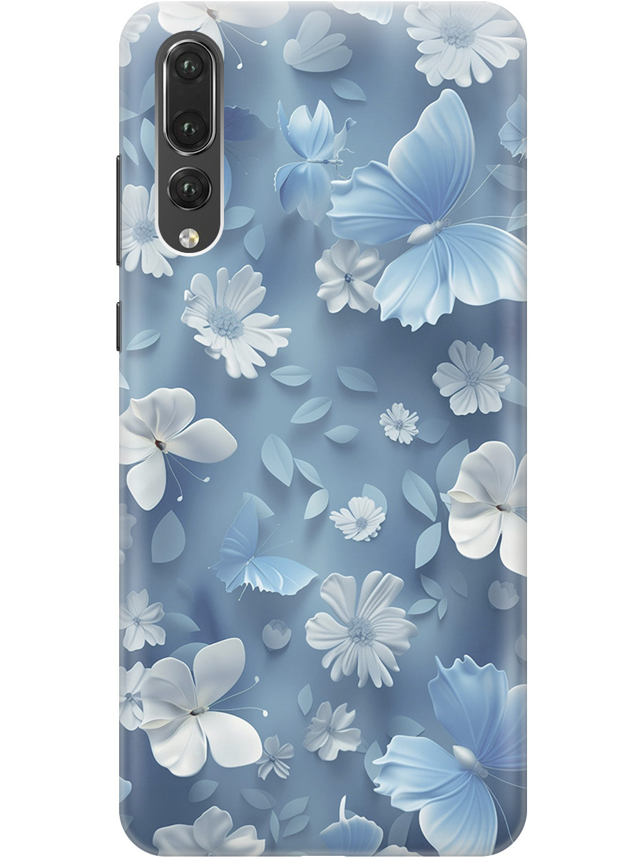 

Силиконовый чехол на Huawei P20 Pro с принтом "Голубые бабочки", Прозрачный;белый;голубой, 717872310