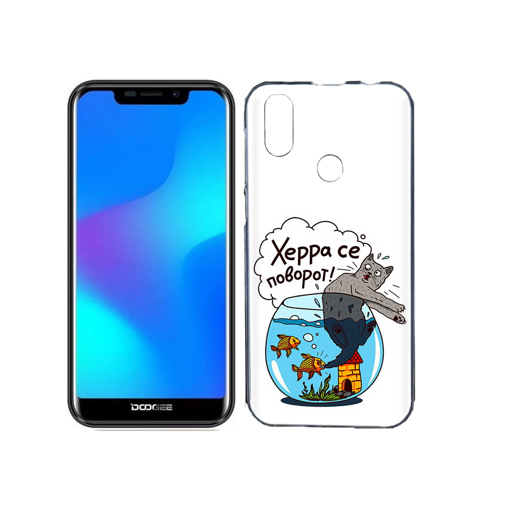 

Чехол MyPads Tocco для Doogee X70 Рыбы с котом, Прозрачный, Tocco
