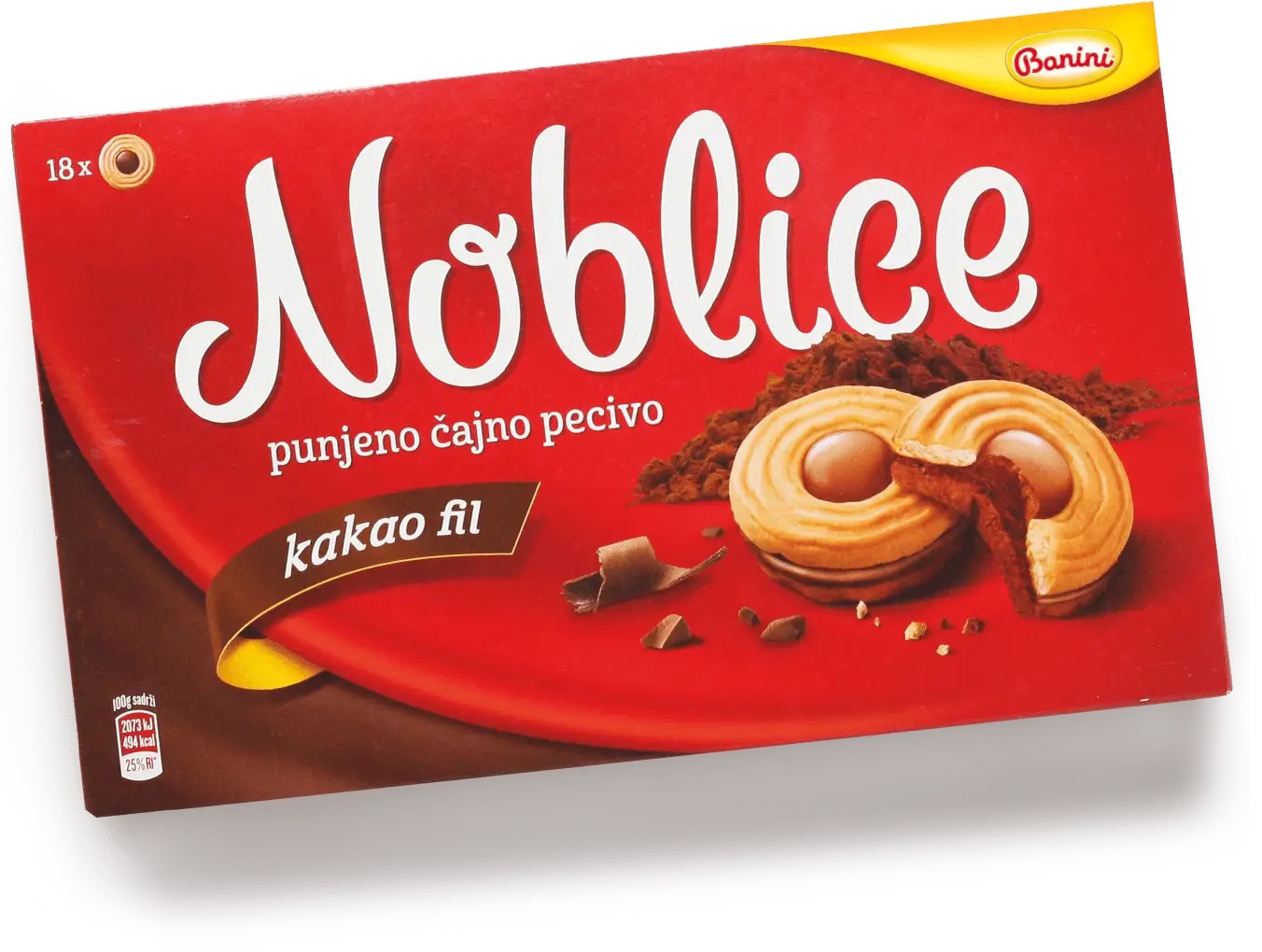 Печенье Banini Noblice single песочное, с начинкой из какао, 350 г