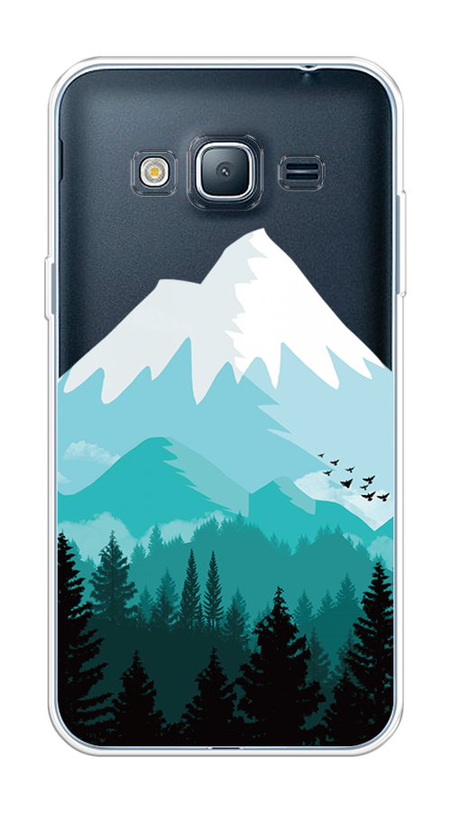 

Чехол на Samsung Galaxy J3 2016 "Синяя снежная гора", Белый;голубой, 22450-2