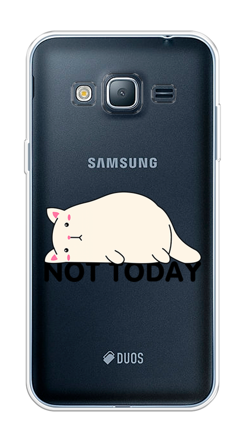 

Чехол на Samsung Galaxy J3 2016 "Cat not today", Белый;розовый;черный, 22450-1