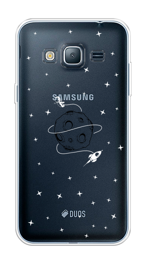 

Чехол на Samsung Galaxy J3 2016 "Полет вокруг луны", Белый;серый;черный, 22450-2
