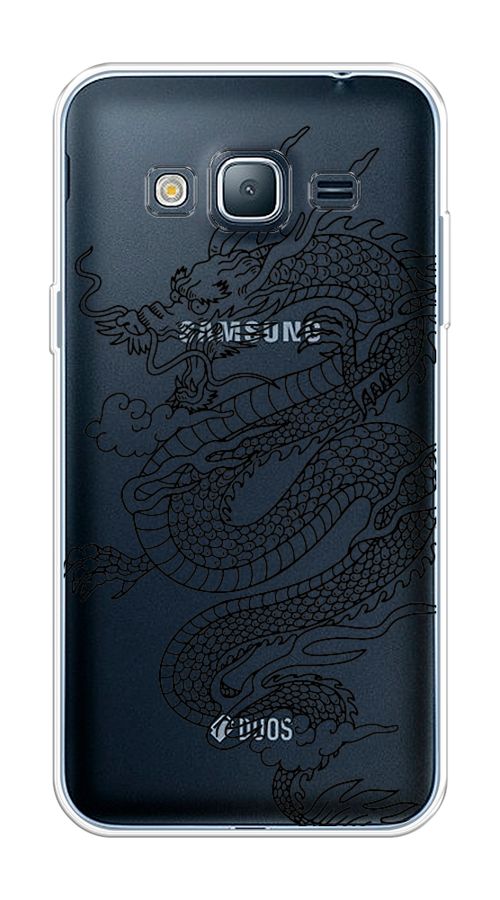 

Чехол на Samsung Galaxy J3 2016 "Большой китайский дракон", Черный;серый, 22450-1