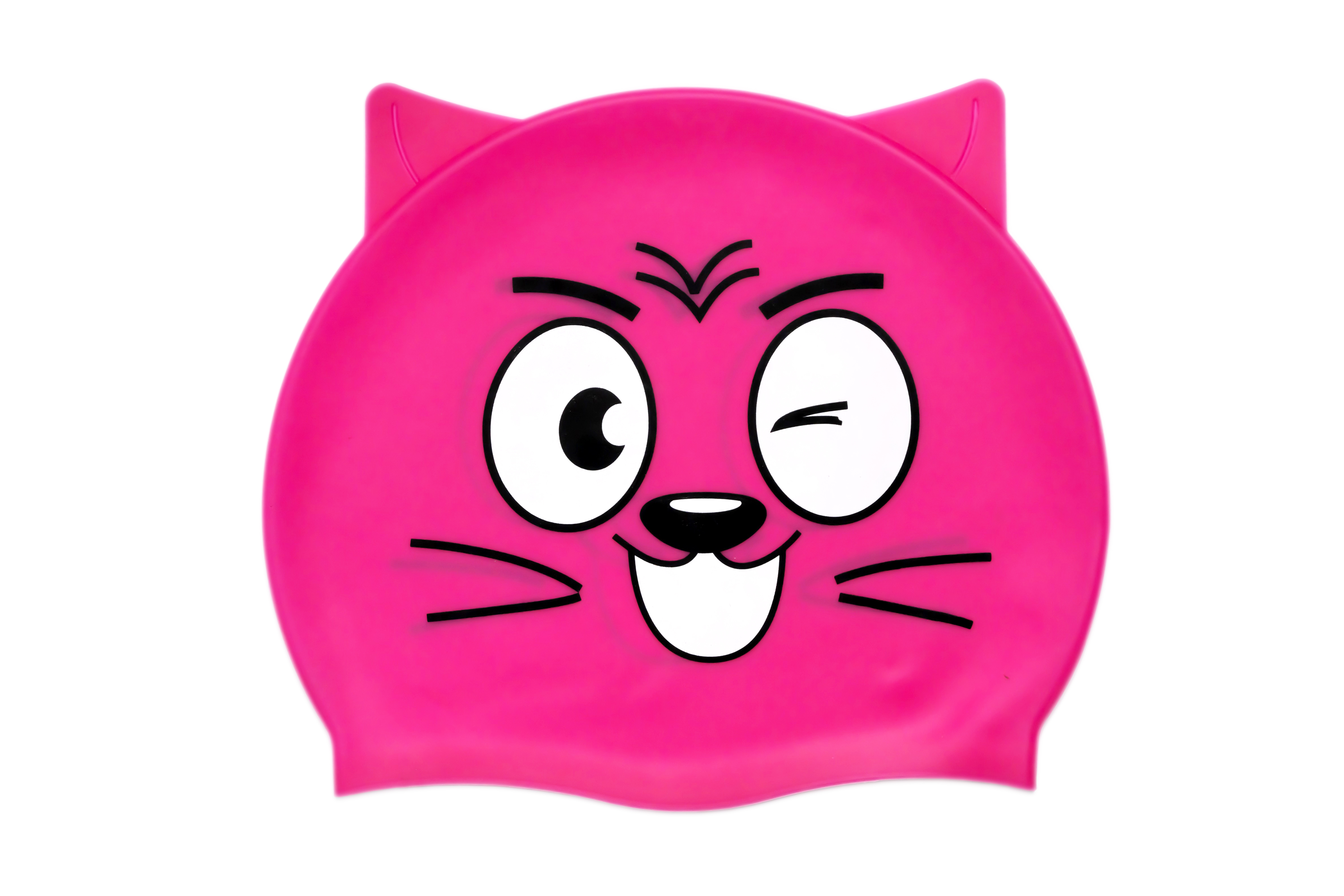 Шапочка для плавания Mystyle детская (до 56 см), котик розовый, силикон