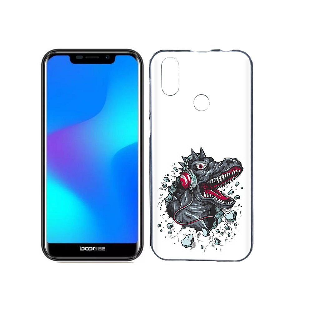 

Чехол MyPads Tocco для Doogee X70 Нарисованный динозавр в наушниках, Прозрачный, Tocco