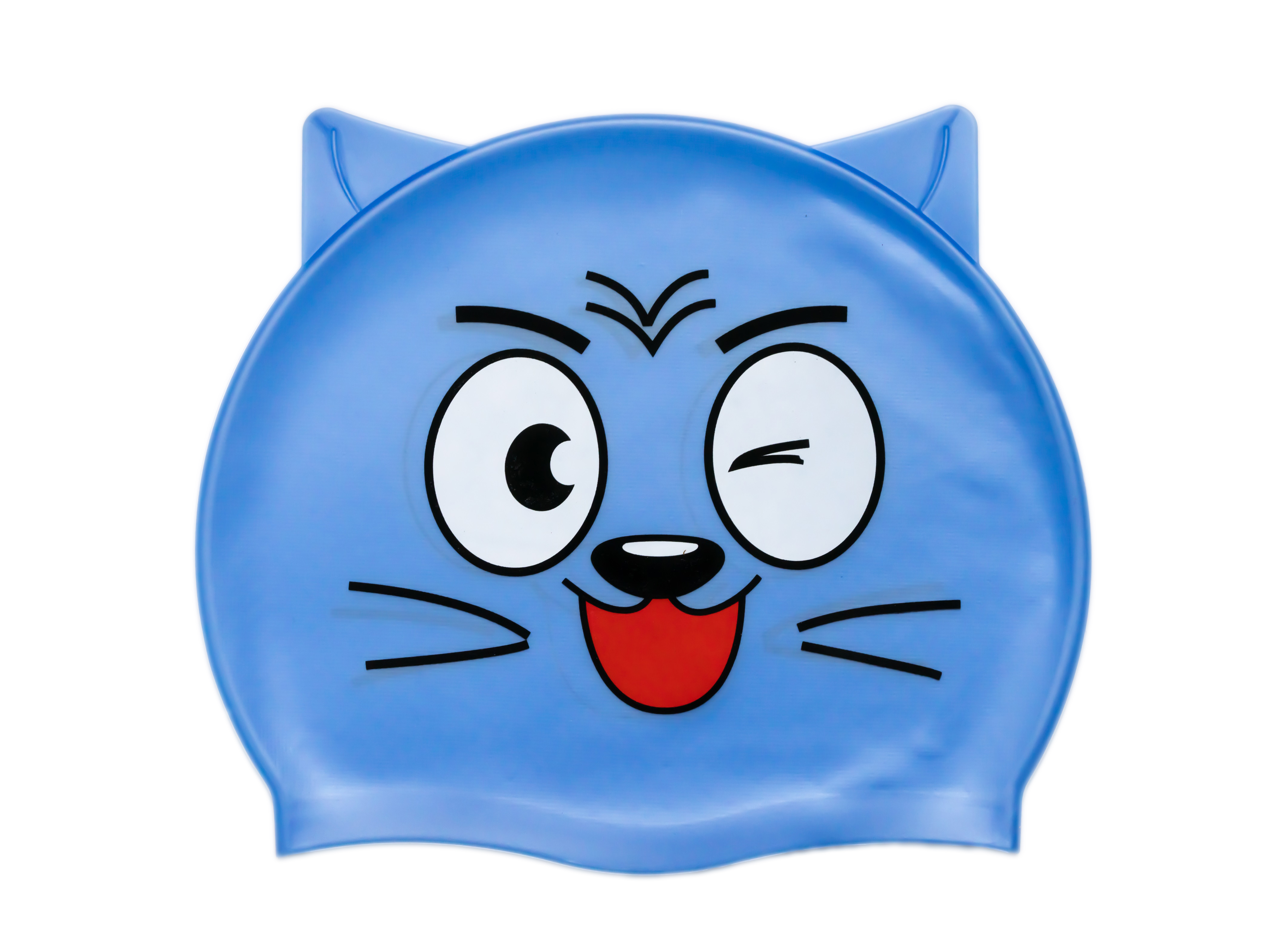 фото Шапочка для плавания mystyle детская (до 56 см), котик голубой, силикон