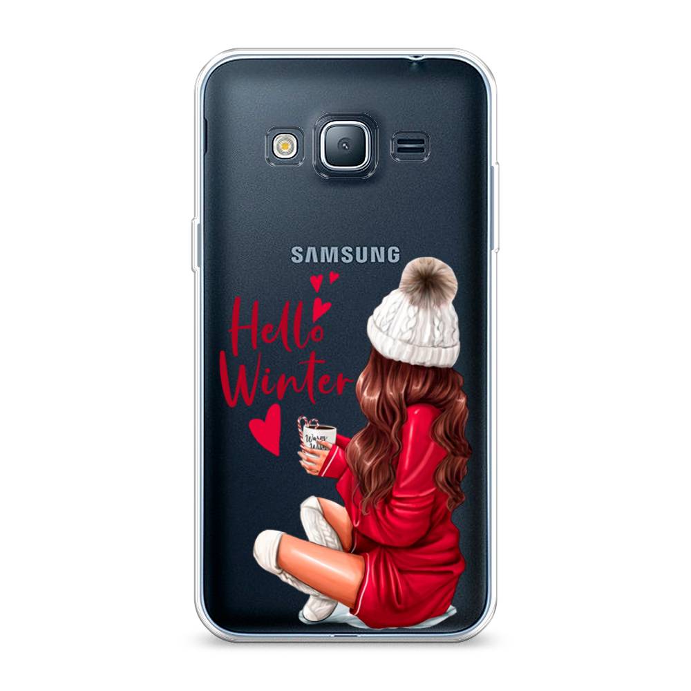

Чехол на Samsung Galaxy J3 2016 "Hello winter", Красный;белый;коричневый, 22450-5