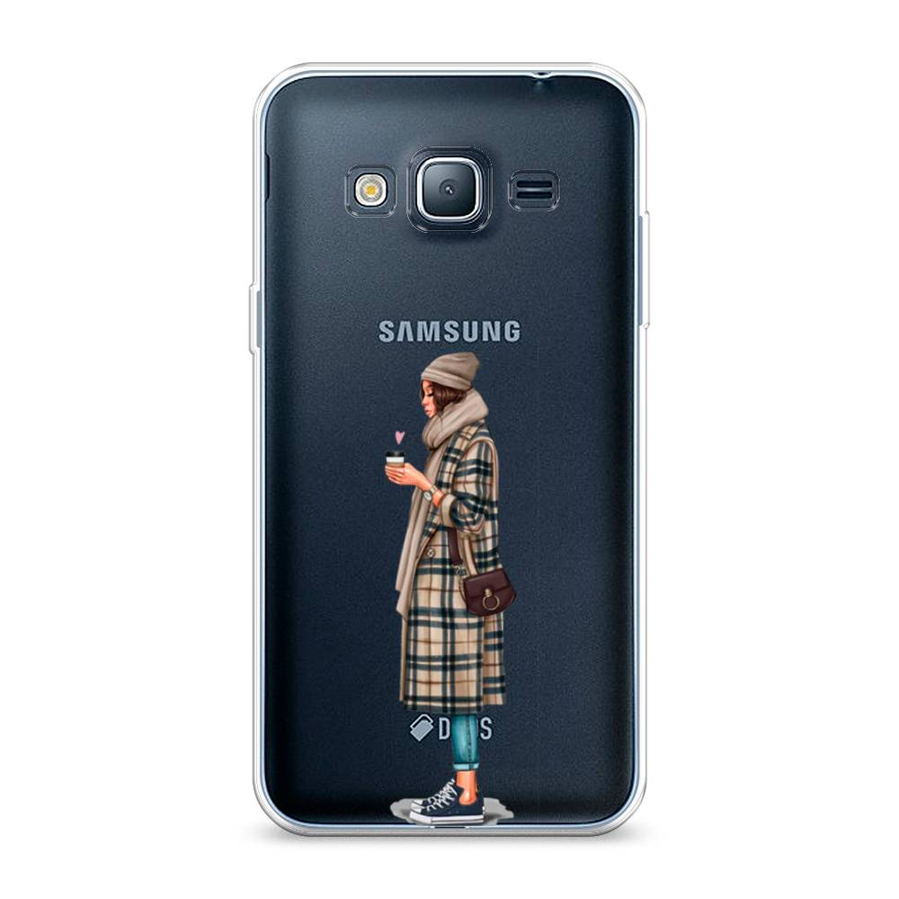 

Чехол на Samsung Galaxy J3 2016 "Утренний кофе", Коричневый;бежевый, 22450-6